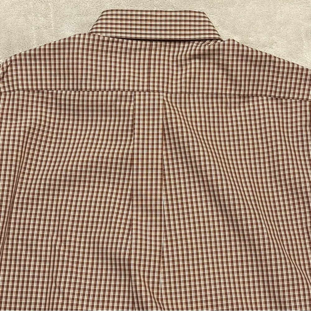 LL Bean Vintage Shirt Mens Medium Brown Plaid Button Up - Picture 6 of 6